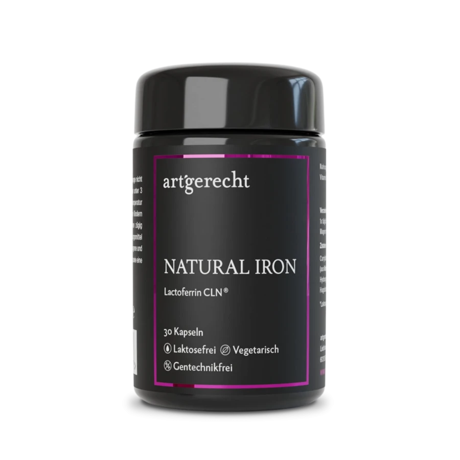 Artgerecht Natural Iron Eisenpräparat - 30 Kapseln mit Lactoferrin CLN® und pflanzlichem Curryblatt-Eisen